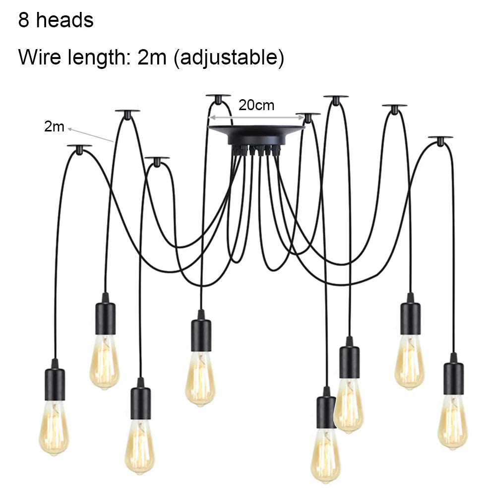 DIY Spider Chandelier Vintage Industrial Pendant Ceiling Light Home Hanging Lamp