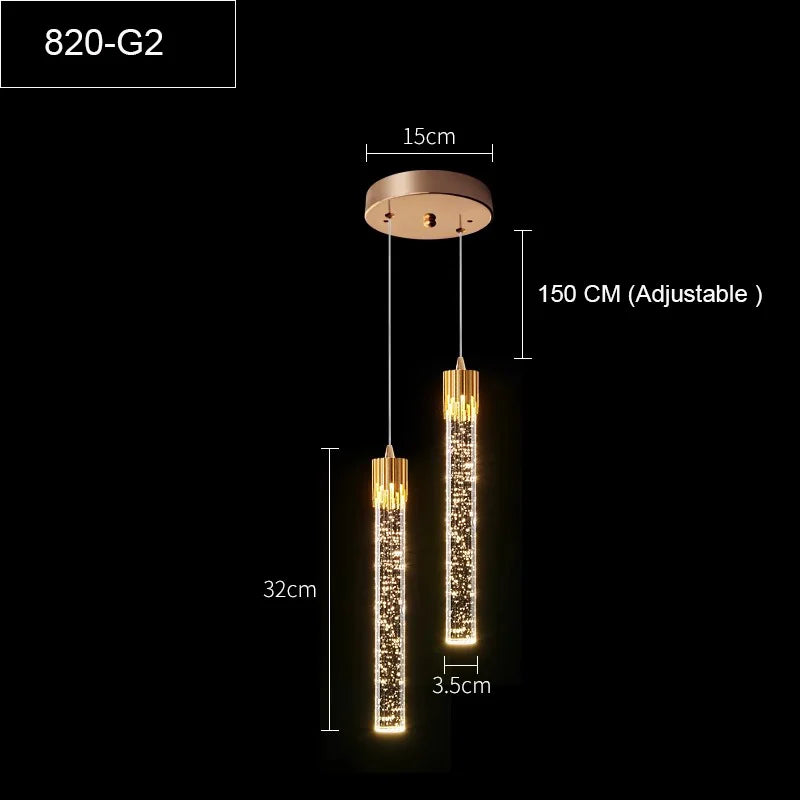 LED Water Drop Bubble Pendant Light Crystal Hanging Lamp Bedroom Dining Decor