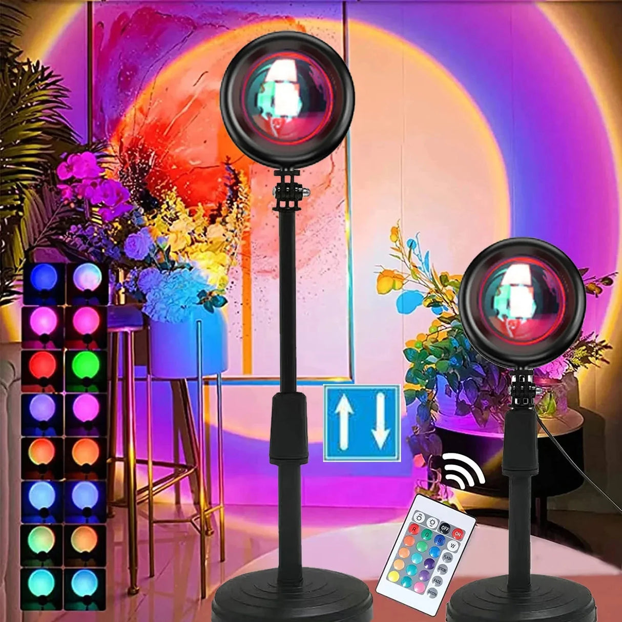 Sunset Projector Lamp Rainbow LED Night Light Bedroom Room Decor Wall Table Lamp