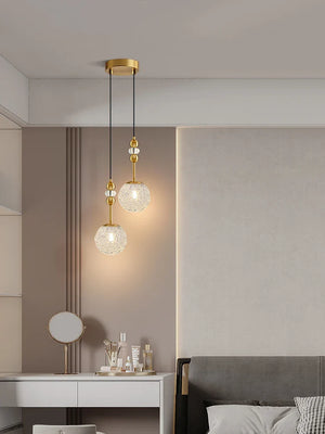 Modern Glazed Glass Chandelier Water Pattern Pendant Light Bedroom Cafe Decor