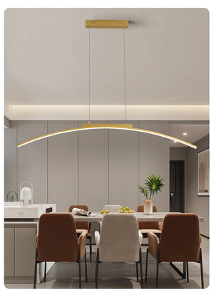 Modern LED Arc Pendant Light – Adjustable Dining Room Hanging Lamp for Kitchen