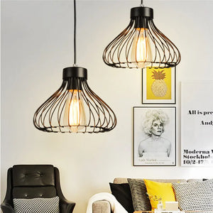 Retro Loft Industrial Pendant Light Wrought Iron Metal Ball E27 Hanging Lamp