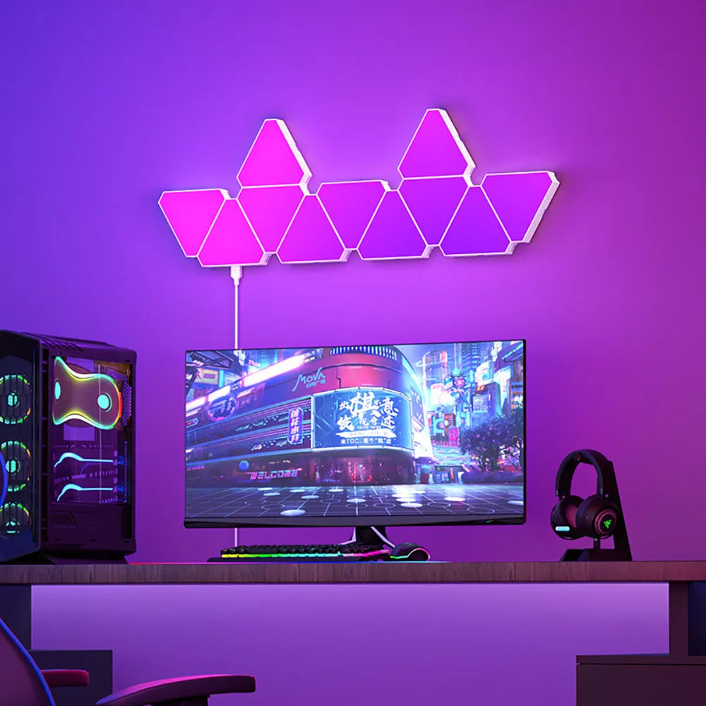 RGB Quantum LED Wall Lamp – Smart Rhythm Pickup Light for Bedroom & Gaming Setup