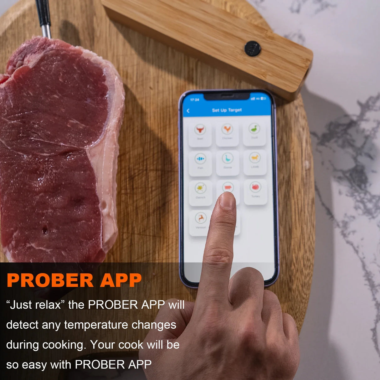 Wireless Bluetooth Meat Thermometer Digital BBQ Grill Oven Steak Cooking