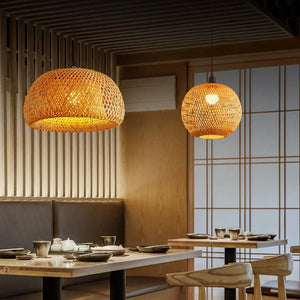 Handwoven Bamboo Rattan Pendant Lamp – Natural Wicker LED Hanging Light E27