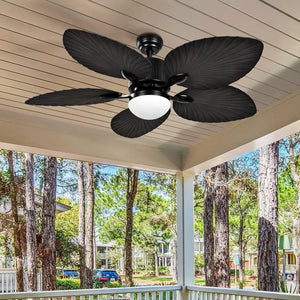 Outdoor Ceiling Fan 5 Palm Leaf Blades Brown Tropical