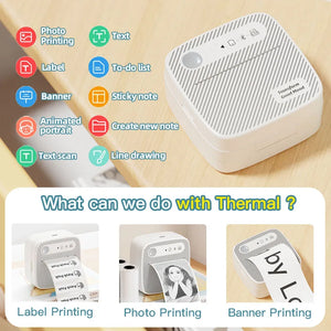 Portable Mini Photo Printer Bluetooth Inkless Thermal Sticker Label Maker B3