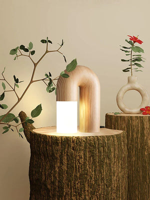 Vintage Solid Wood LED Table Lamp Dimmable Bedside Desk Light for Bedroom Living Room