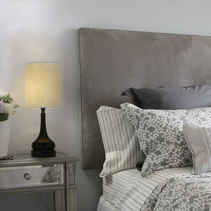 Bedside Table Lamp Set of 2 Touch Control Lamps with USB Charging for Bedroom