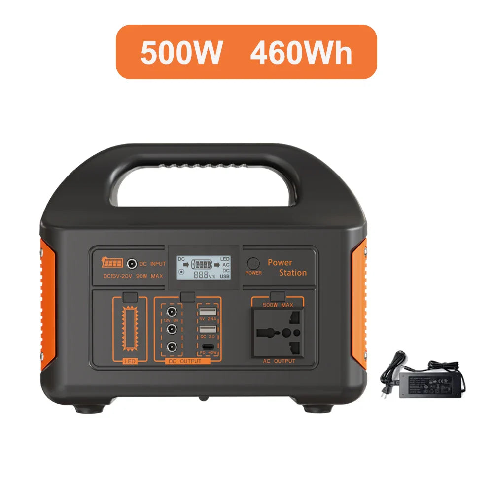 500W Portable Power Station Solar Generator LiFePO4 Battery UPS for Camping Home