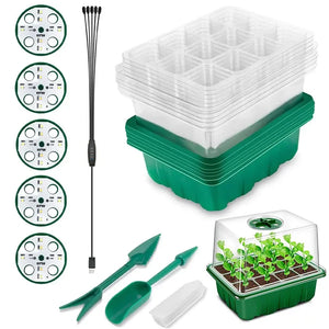 LED Grow Light Seed Starter Kit with Trays Full Spectrum Germination 12 Cell