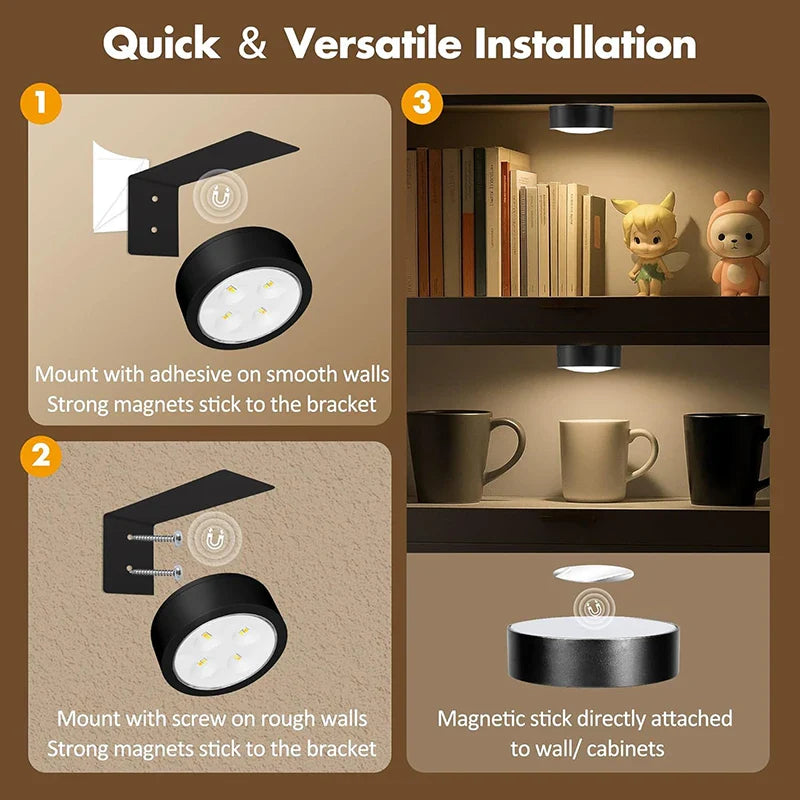 3 Pack Magnetic Picture Lights with Remote Dimmable Battery Art Wall Lights