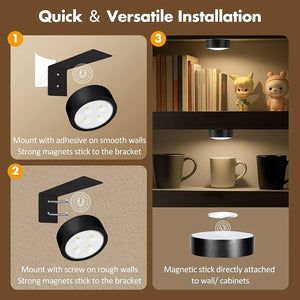 3 Pack Magnetic Picture Lights with Remote Dimmable Battery Art Wall Lights