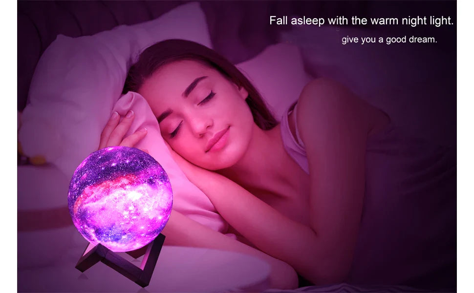 3D Moon Lamp Galaxy Night Light 16 Color Touch Remote LED Kids Bedroom
