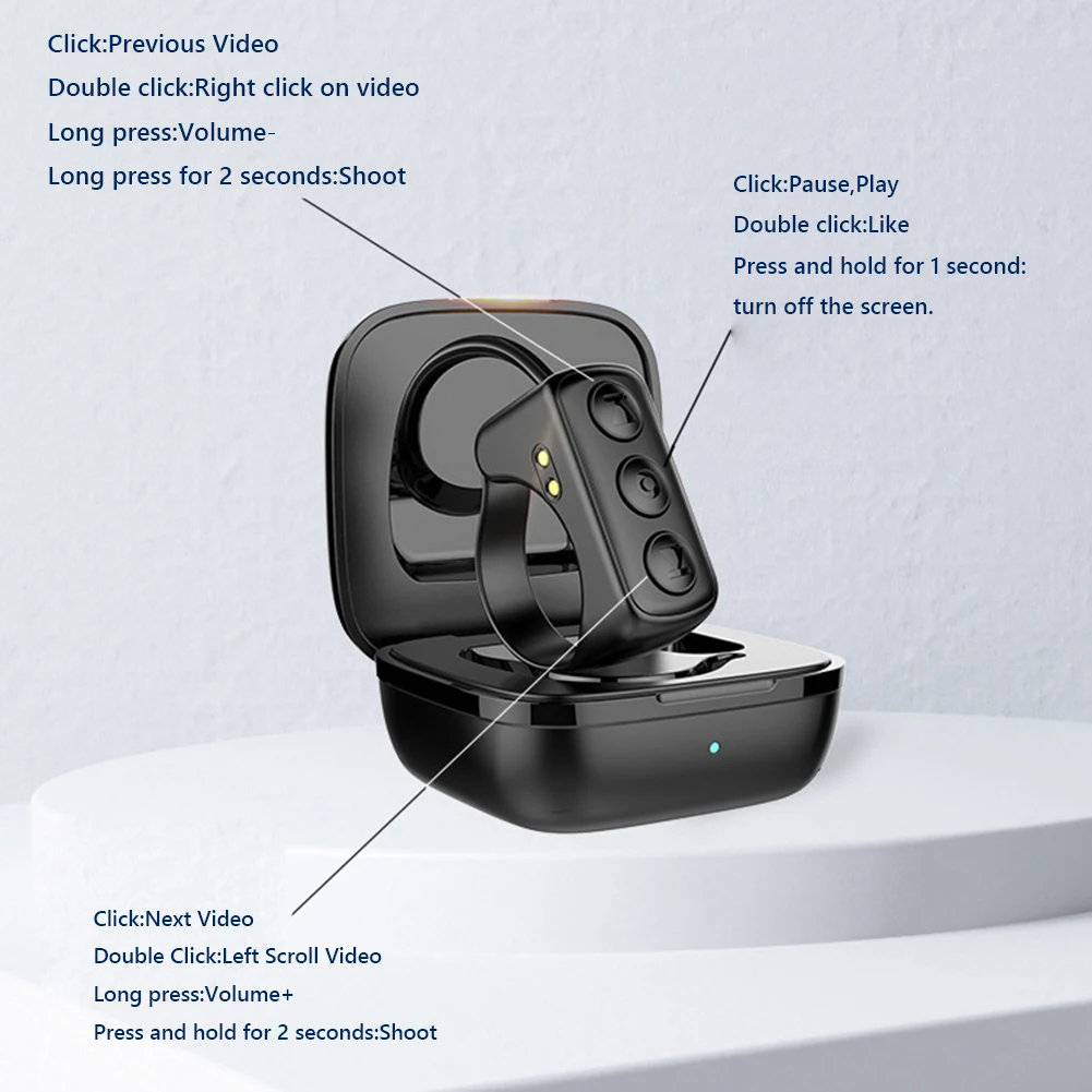 Bluetooth Page Turner & TikTok Scrolling Ring – Hands-Free Remote for Kindle, iPhone, Android – E-Reader Accessory, Selfie Shutter, Volume & Video Control