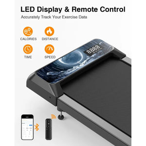 Under Desk Walking Treadmill Pad 8-Level Incline Removable Handle Compact Home