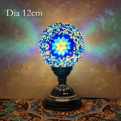 Turkish Mosaic Ball Table Lamp Handcrafted Art Deco Glass Romantic Bedside Light