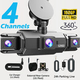 4 Channel 360 Dash Cam Car DVR Front Rear Left Right Camera Parking Monitor