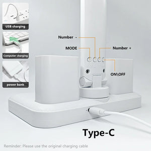 LED Eye Protection Desk Lamp Double Head Rechargeable Dimmable Light for Study