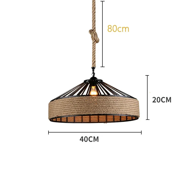 Industrial Vintage Pendant Lamp – Metal Twine Handwoven Chandelier Light