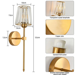 Crystal Wall Lamp 1/2PCS – RGB Dimmable Wireless Sconce with Remote for Bedroom