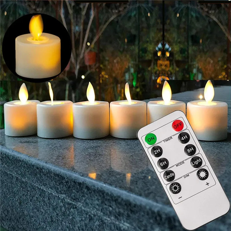 4/6PCS LED Flameless Moving Wick Candles – Remote Control Realistic Wedding Decor