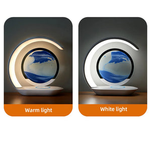 Quicksand Table Lamp USB Wireless Charging 3D Hourglass Desk Night Light