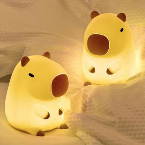 Cute Capybara Night Light Silicone LED Bedside Lamp Cartoon Sleep Decor Gift