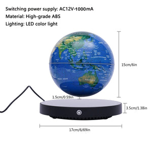 6 Inch Floating Levitating Globe RGB Light Magnetic World Map Desk Decor Gift