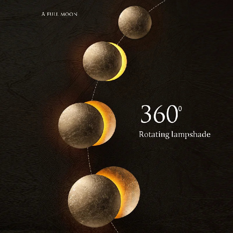 Solar Eclipse Wall Light – Moon Design Vintage LED Sconce for Bedroom & Stairs