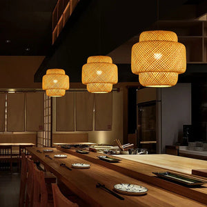 Handwoven Bamboo Rattan Pendant Lamp – Natural Wicker LED Hanging Light E27