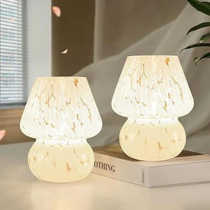 Nordic Mushroom Lamp Vintage Glass Bedside Night Light for Bedroom Living Room