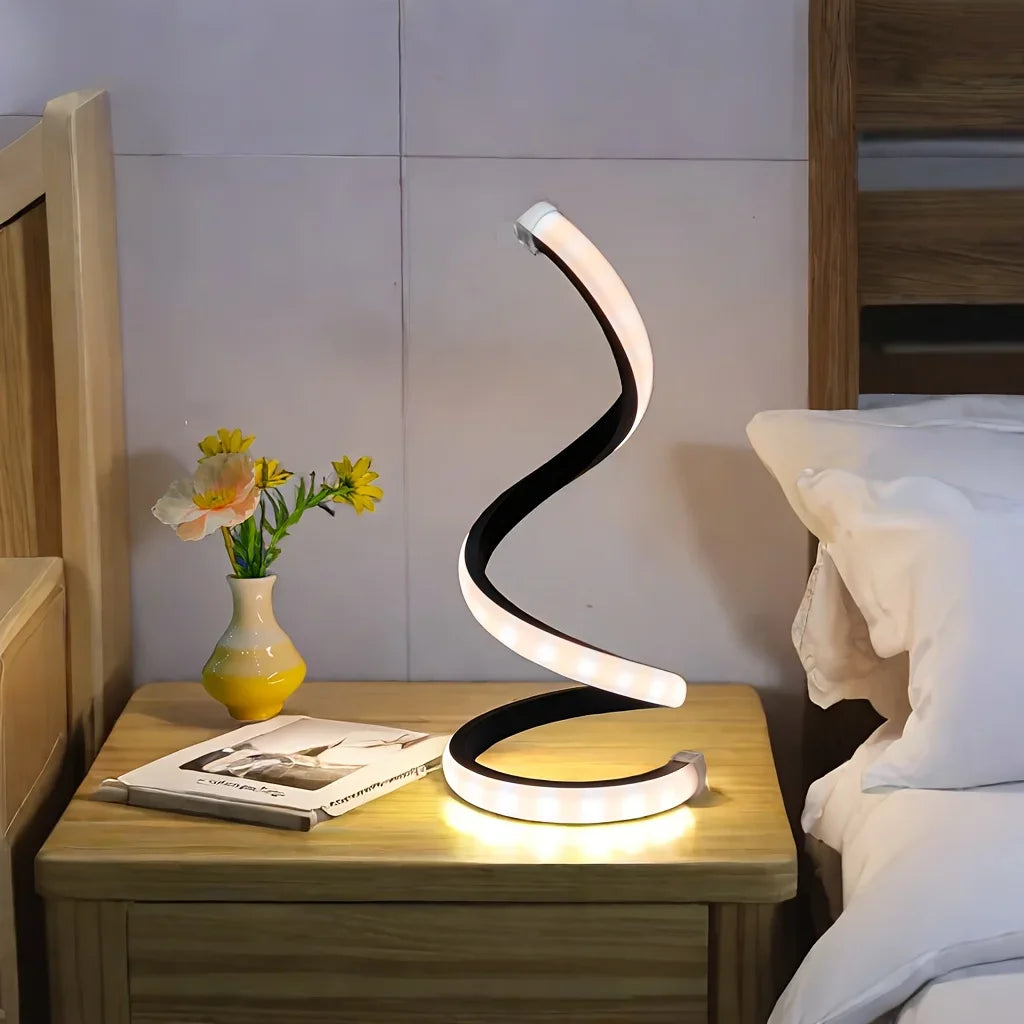 Spiral LED Night Light Dimmable Desk Lamp 3-Color Reading Bedside Bedroom Decor
