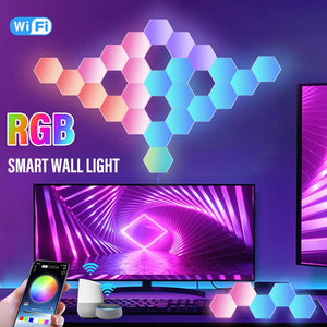 Hexagon LED Wall Lights RGB Panels with Music Sync App Control for Bedroom