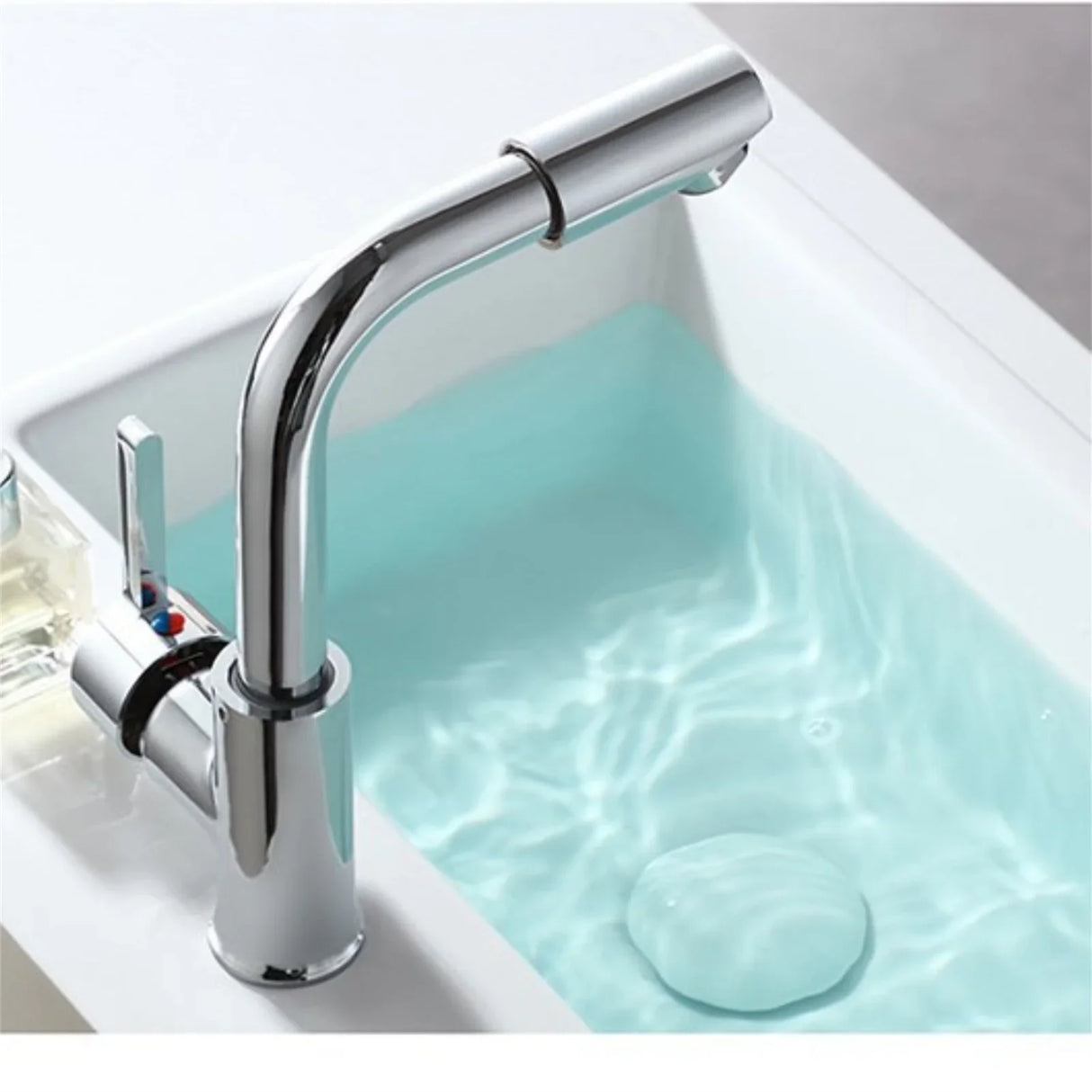 Bathroom Faucet 360° Rotate Chrome Deck Mounted Single Handle Mixer Tap Hot Cold