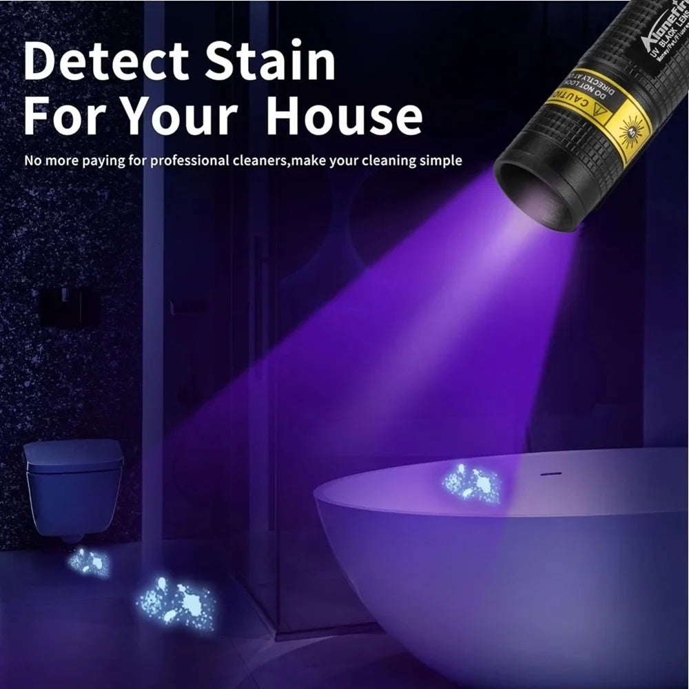 365nm UV Flashlight USB Rechargeable Mini Blacklight Pet Stain Detection