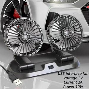 Dual Head Car Cooling Fan 2-Speed USB 5V 12V 24V