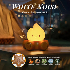 Campfire Night Light with White Noise LED Atmosphere Lamp for Kids Room Christmas