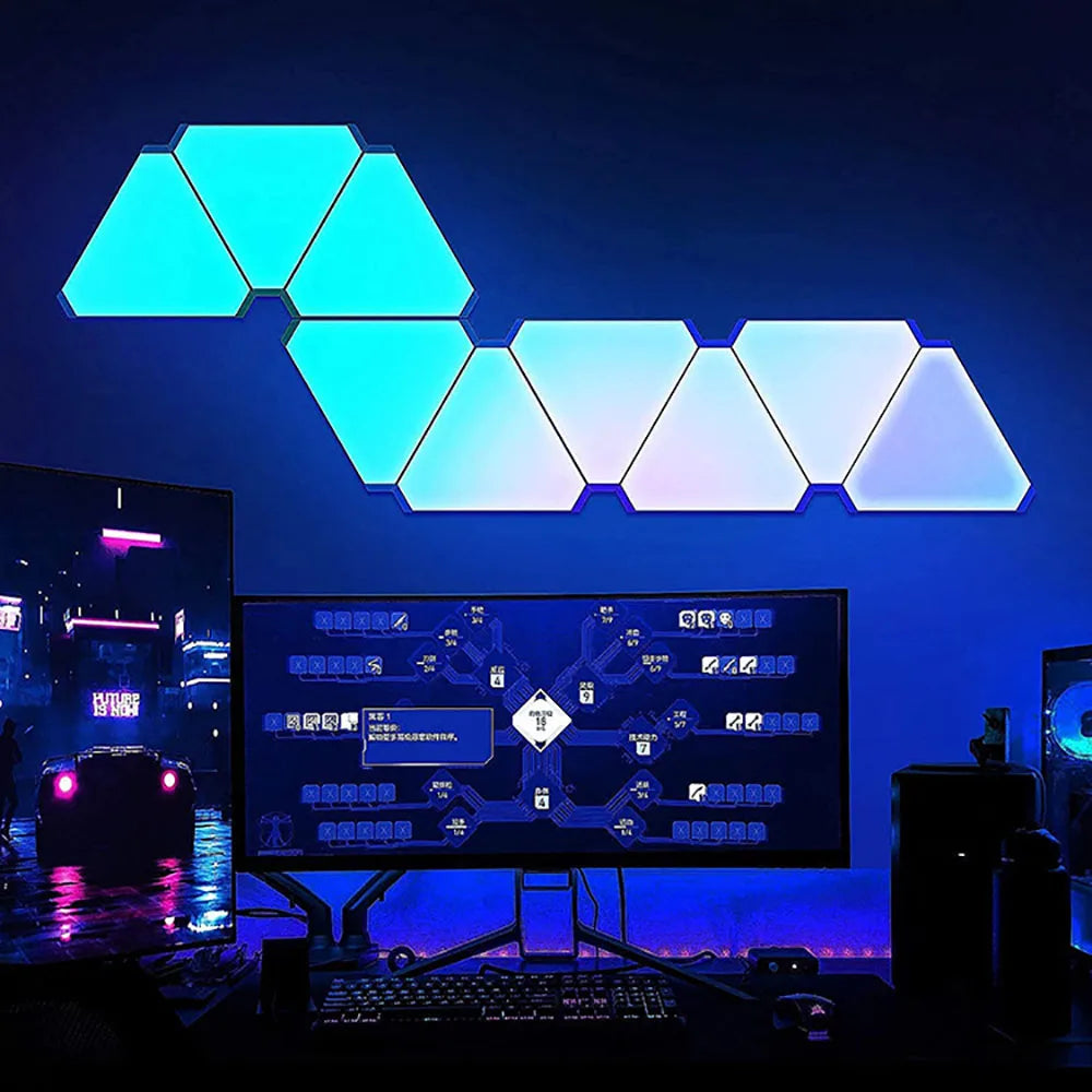 RGB Quantum LED Wall Lamp – Smart Rhythm Pickup Light for Bedroom & Gaming Setup