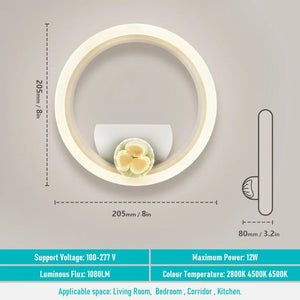 Round LED Wall Light Modern Aluminum Bedside Lamp for Bedroom Hallway