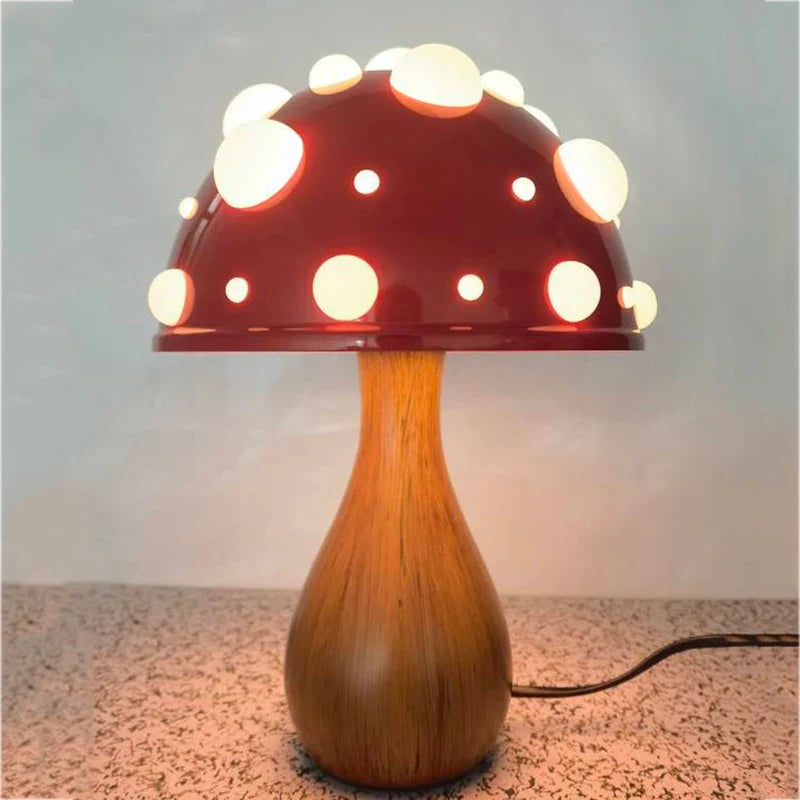 Amanita Mushroom LED Lamp Warm Light Bedside Night Light Desk Decor USB Home