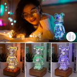 3D Firework Bear LED Night Light Color Changing USB Bedroom Kids Gift Lamp