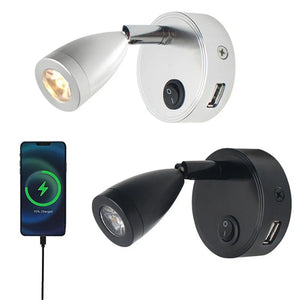 LED RV Reading Light 12V/24V with USB Port – Camper, Boat, Trailer Interior Lamp