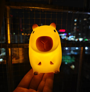 Cute Capybara Night Light Silicone LED Bedside Lamp Cartoon Sleep Decor Gift