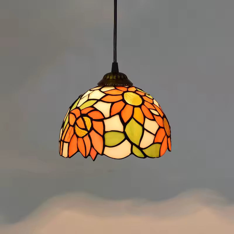 European Stained Glass Pendant Light 20cm Hanging Lamp Dining Bedroom Decor