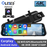 10 Inch 4K Dash Cam Rearview Mirror CarPlay Android Auto GPS WiFi DVR Dual Cam