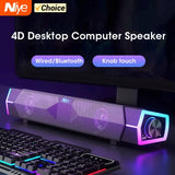 4D Computer Speakers Bluetooth 5.0 Stereo Soundbar Subwoofer for PC Laptop