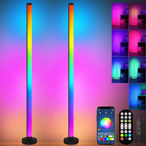 Smart RGB LED Corner Floor Lamp Music Sync App & Remote Control Mood Light Timer