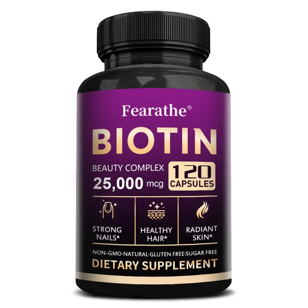 Biotin Vitamins with Pantothenic Acid, Folic Acid, Hair Growth Supplement for Men & Women