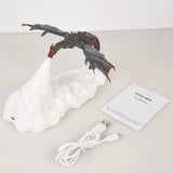 3D Printed Dragon LED Night Light USB Rechargeable Fire Glow Lamp for Kids Bedroom